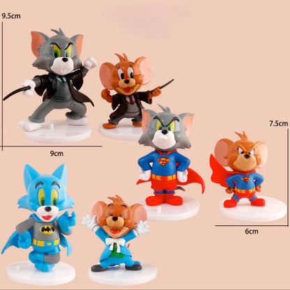 Tom and Jerry Superhero Action Figure Set – 6-Piece Collectible Toy Set