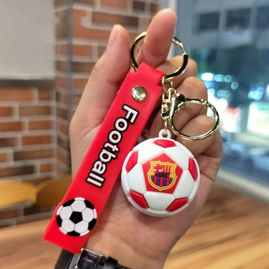 Football Keychain with Red Strap & Soccer Ball Charm – Sports Fan Accessory