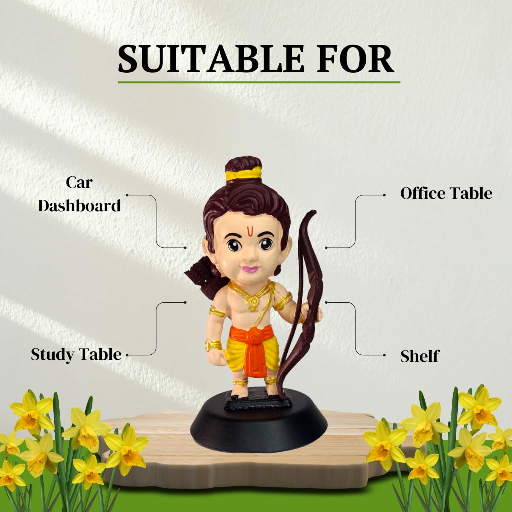 Cute Lord Ram Idol | Baby Ram Figurine with Bow | Decorative Showpiece for Home & Office