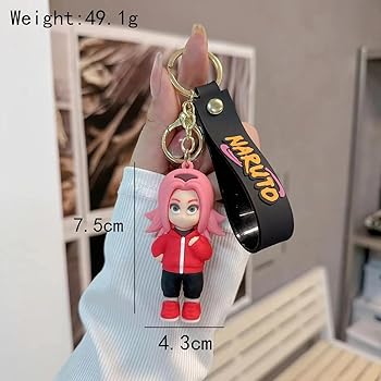 Naruto Anime Keychain – Sakura Haruno Chibi Figure with Black Strap