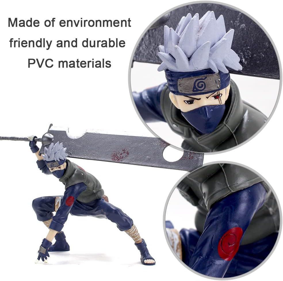 Kakashi Hatake Anime Action Figure with Giant Sword – Naruto Inspired PVC Collectible Statue (26.5 cm)