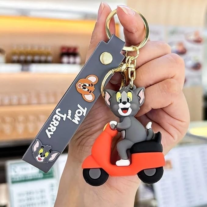 Tom & Jerry Cartoon Keychain – Cute Tom Riding Scooter Design