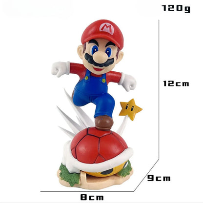 12cm PVC Jumping Plumber Figurine – Action Pose with Red Shell & Star | Collectible Display Model