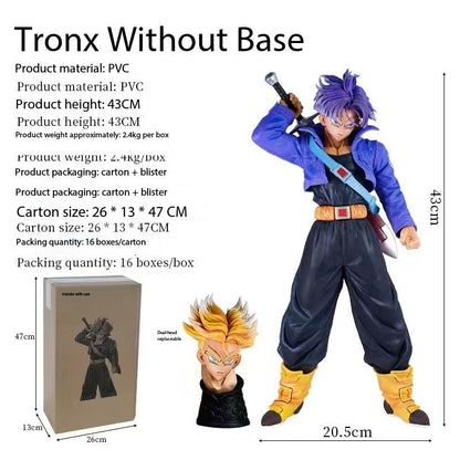 Dragon Ball Z Trunks PVC Action Figure | 43cm Anime Collectible Model Statue (Dual Head Version)