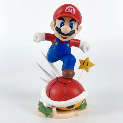 12cm PVC Jumping Plumber Figurine – Action Pose with Red Shell & Star | Collectible Display Model