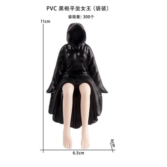 Artistic Hooded Lady PVC Figurine – Seated Pose Decorative Collectible (11 cm, Multicolor)