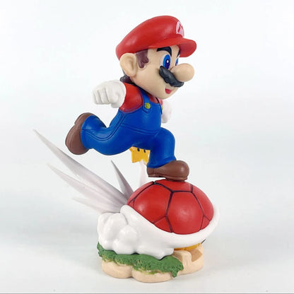 12cm PVC Jumping Plumber Figurine – Action Pose with Red Shell & Star | Collectible Display Model