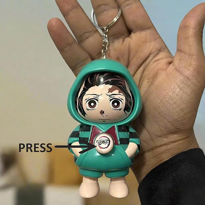 Anime Hoodie Face-Changing Toy Keychain – Collectible Expression Figure