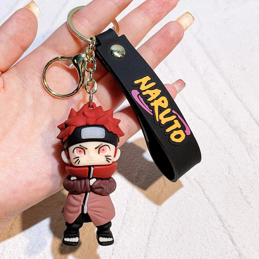 Naruto Anime Keychain – Gaara Chibi Figure with Black Strap