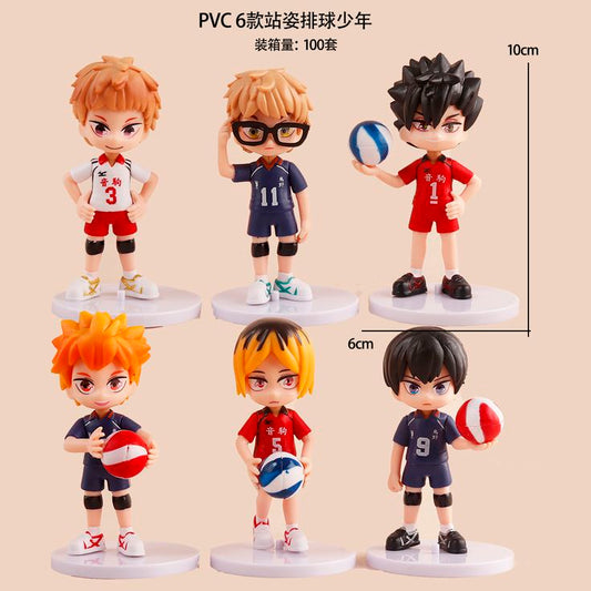 🏐 Anime Volleyball PVC Mini Figures Set (6 Pieces) – Chibi Sports Collectible Toys