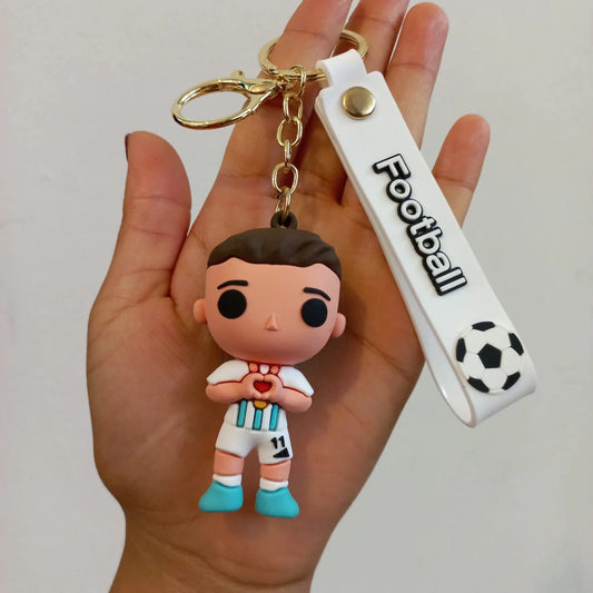 Cute Football Player Keychain – Chibi Cartoon Design with Strap ⚽