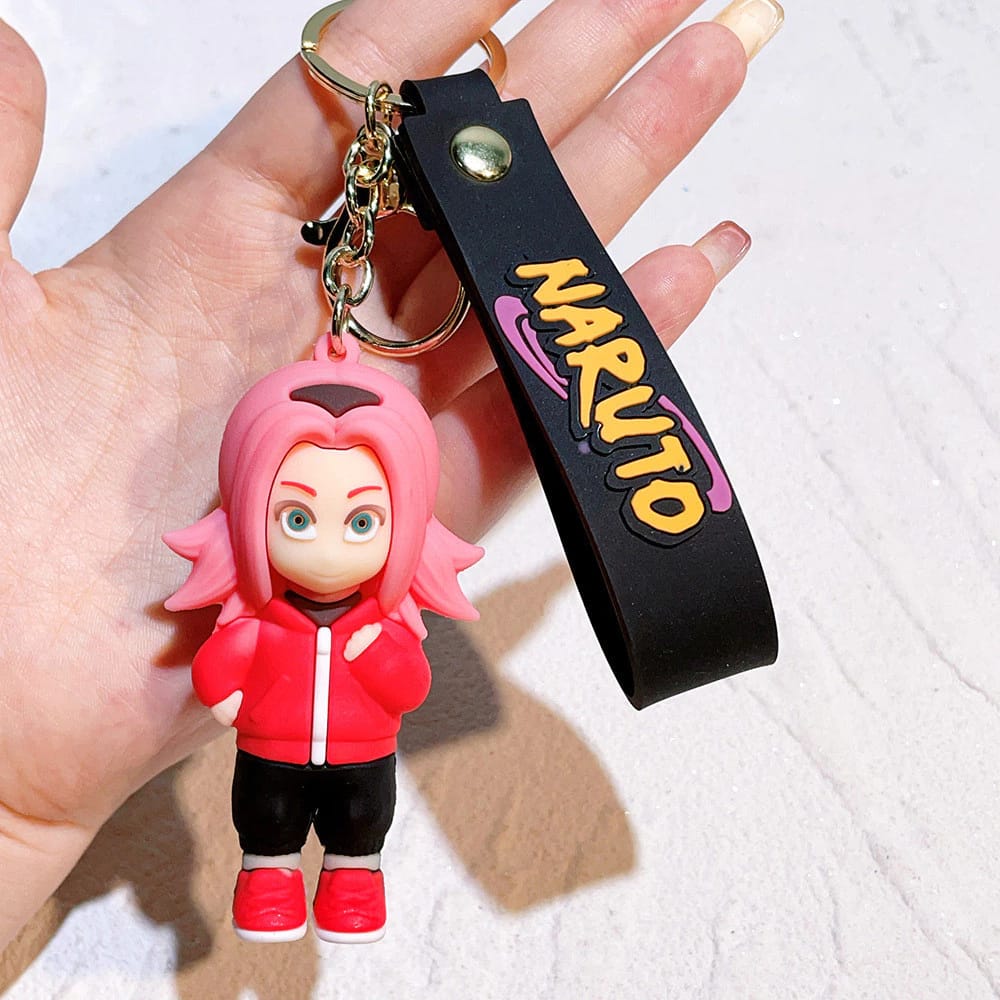 Naruto Anime Keychain – Sakura Haruno Chibi Figure with Black Strap