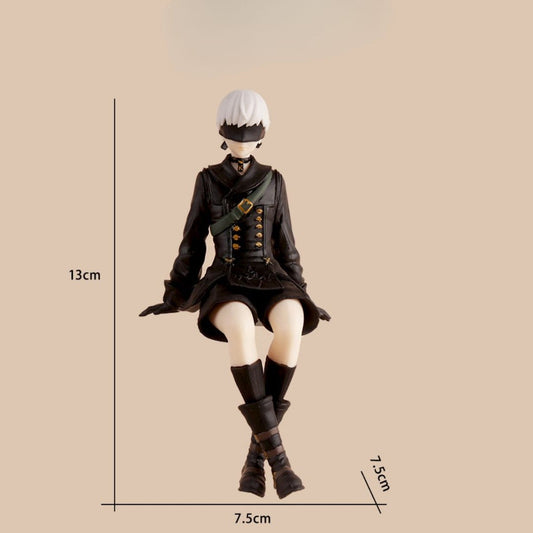 Anime Girl PVC Figure – Black Outfit with Blindfold Collectible (13cm)