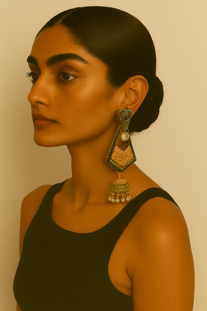 Antique Gold-Plated Jhumka Drop Earrings