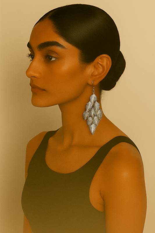 Silver Leaf Dangle Earrings