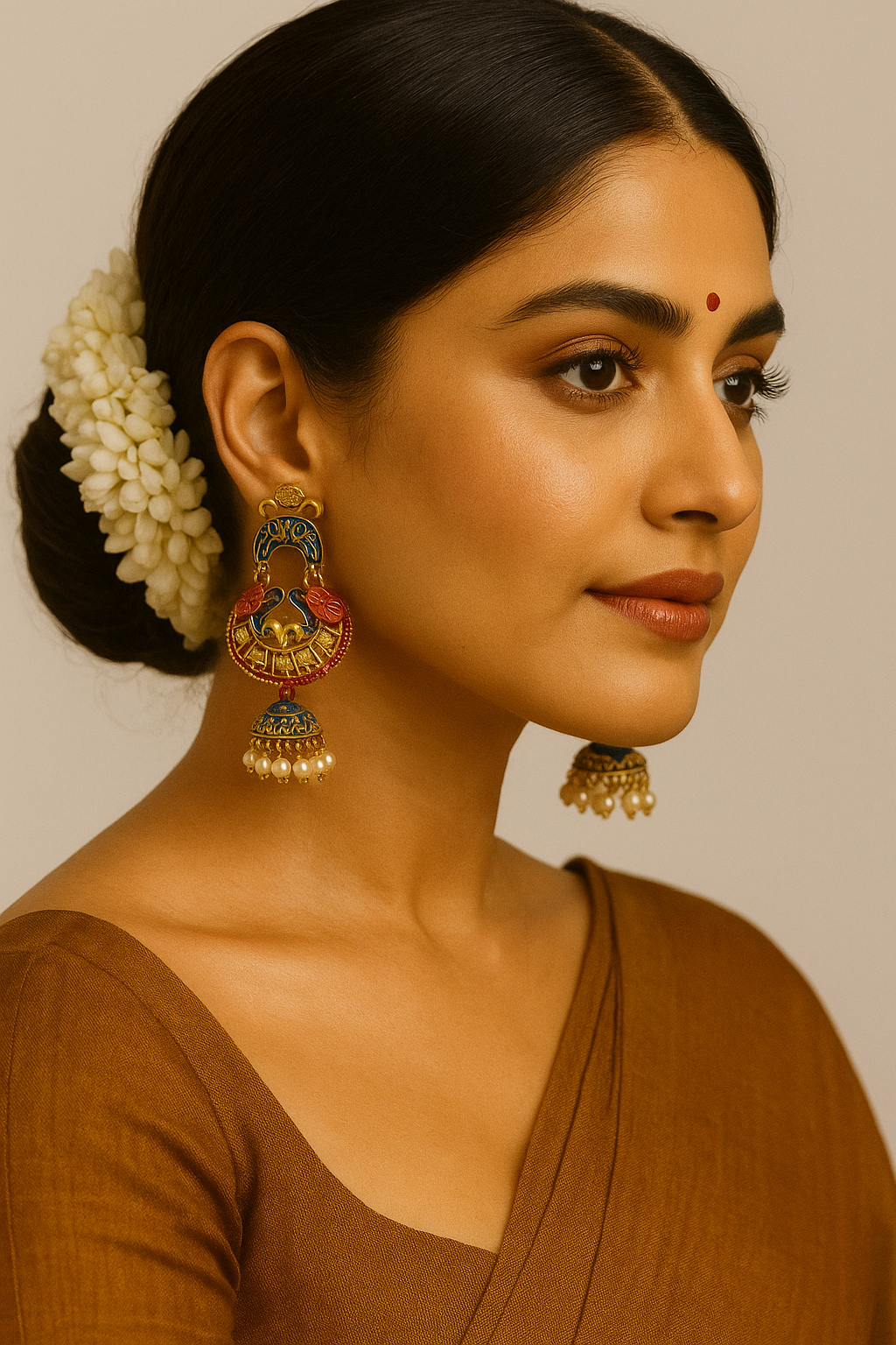 Handcrafted Multicolor Meenakari Jhumka Earrings with Pearl Drops