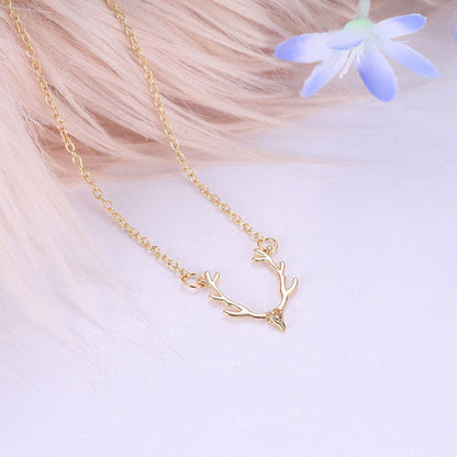 Gold-Tone Antler Pendant Necklace – Woodland Charm