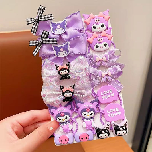 Cute Purple Kuromi Hair Accessories Set – 18 Pieces set