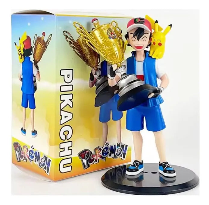 Pokémon Trainer Ash & Pikachu Trophy Figurine – 18cm Collectible Model