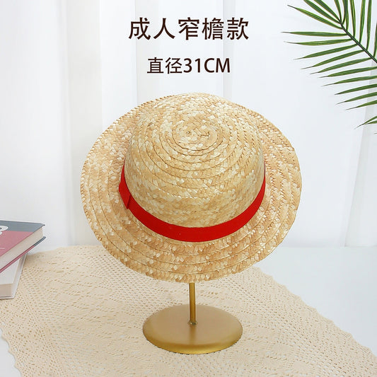 Classic Straw Hat with Red Band – Anime Cosplay & Summer Beach Style