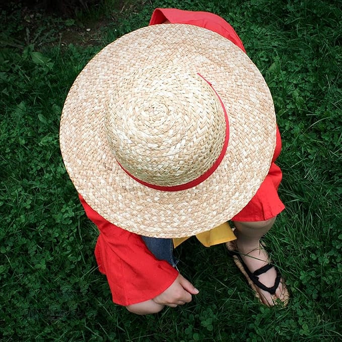 Classic Straw Hat with Red Band – Anime Cosplay & Summer Beach Style