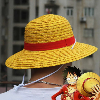 Classic Luffy Yellow Straw Hat with Red Band – Anime Cosplay & Summer Style
