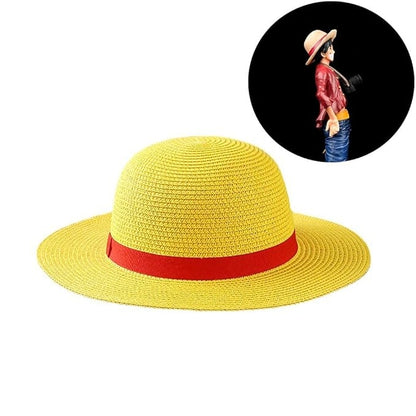 Classic Luffy Yellow Straw Hat with Red Band – Anime Cosplay & Summer Style