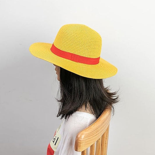 Classic Luffy Yellow Straw Hat with Red Band – Anime Cosplay & Summer Style