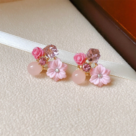 Blossom Charm Pink Floral Crystal Earrings – Elegant Women’s Jewellery