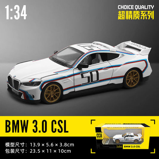 1:34 BMW 3.0 CSL Diecast Model Car – Choice Quality Series (White, Multicolor Stripes)