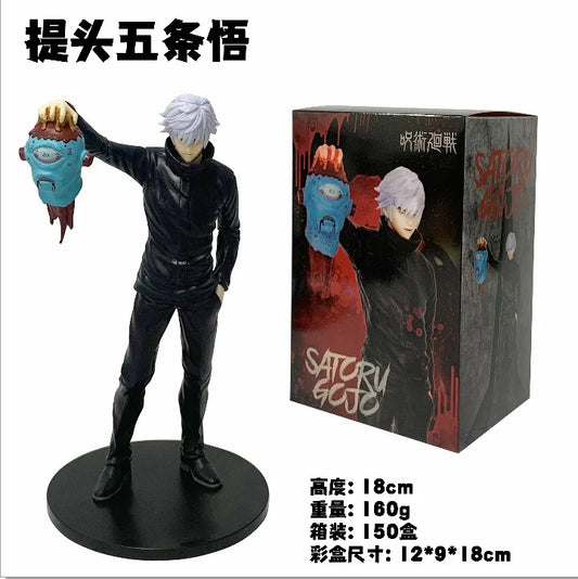 Anime Figure – Gojo Satoru with Cursed Spirit Head | Jujutsu Kaisen Collectible Statue (18cm)