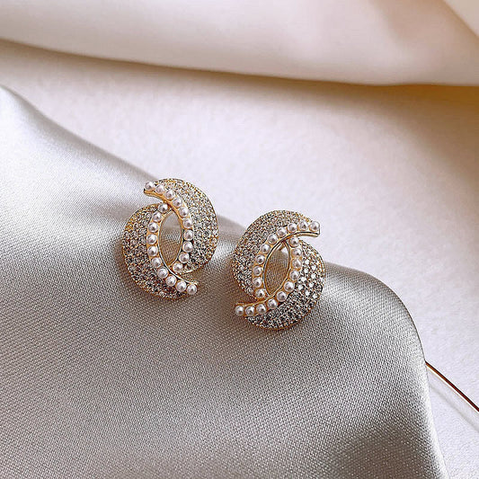 Luxury Pearl & Crystal Stud Earrings
