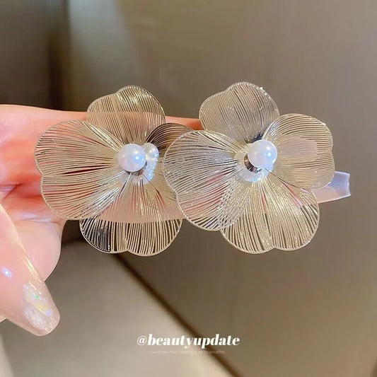 Elegant Floral Pearl Statement Earrings