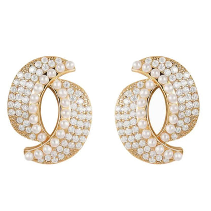 Luxury Pearl & Crystal Stud Earrings