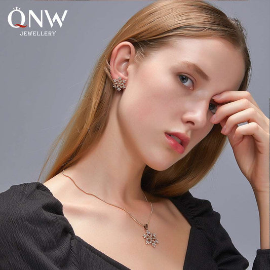 Snowflake Earrings & Pendant Necklace Set (1 Set)