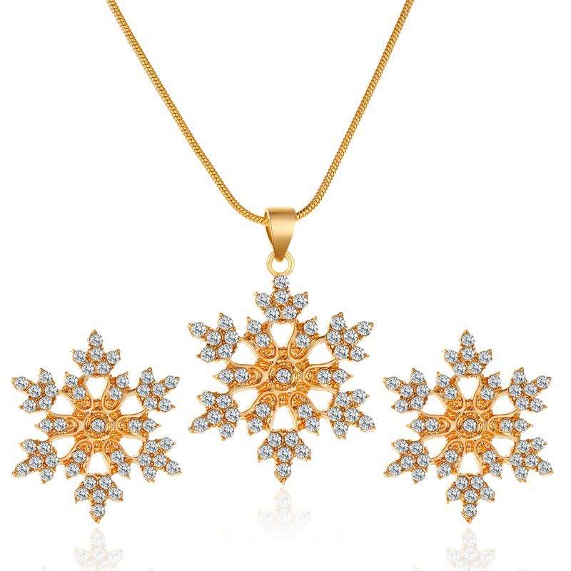 Snowflake Earrings & Pendant Necklace Set (1 Set)