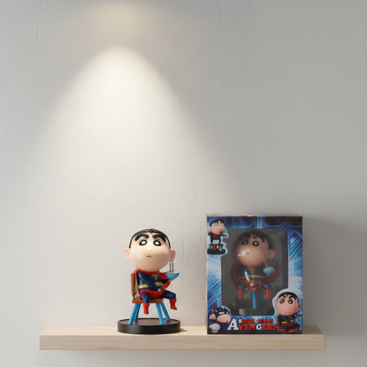 Shin-chan Cute Cartoon Superhero Sitting Figurine.