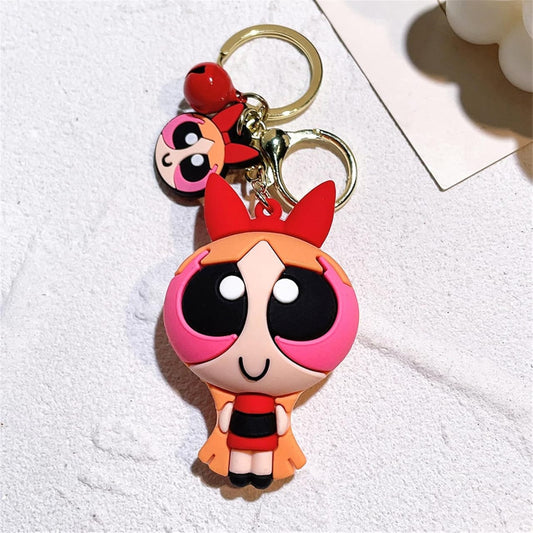 Powerpuff Girls Cartoon Keychain – Blossom Character with Charm