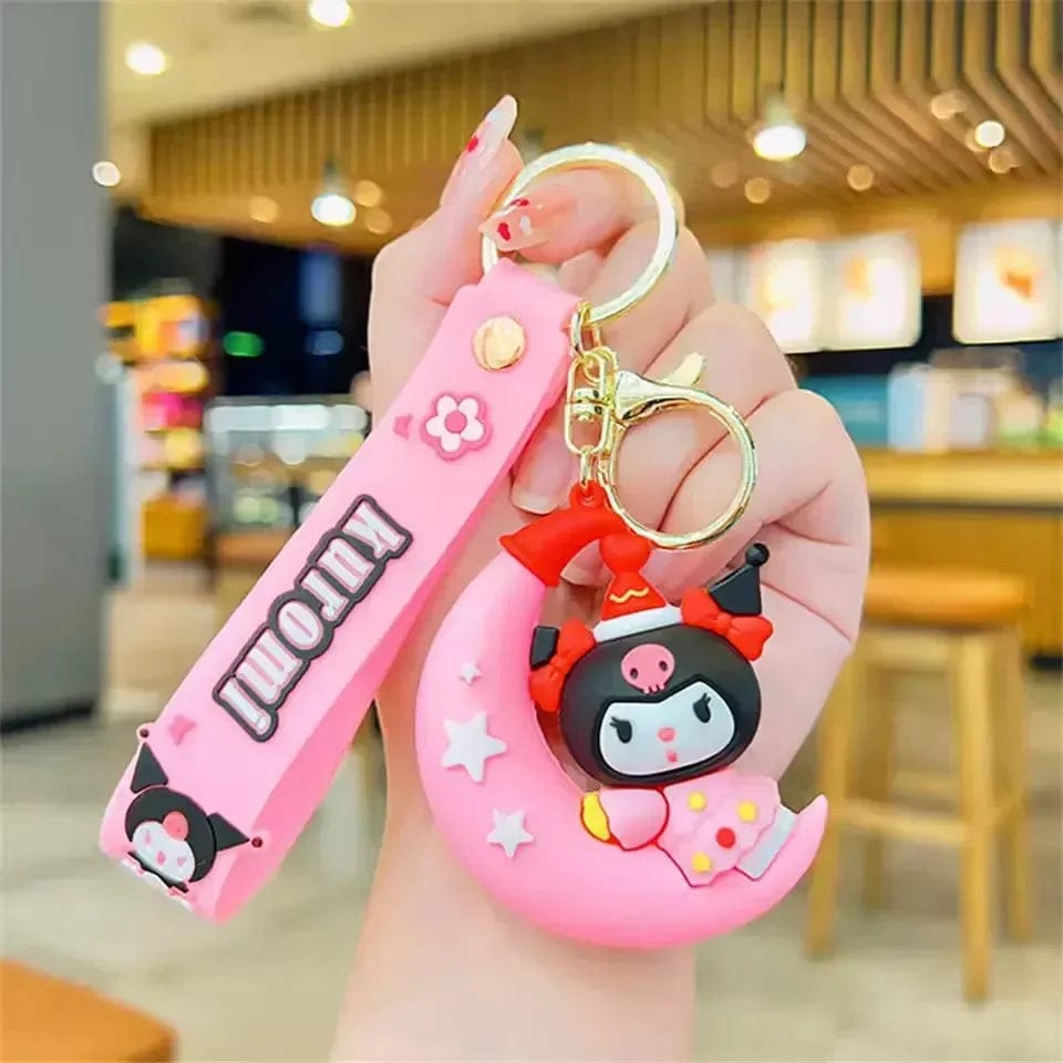 Kuromi Cartoon Keychain | Cute PVC Key Ring with Strap | Stylish Bag Charm & Gift Accessory for Girls