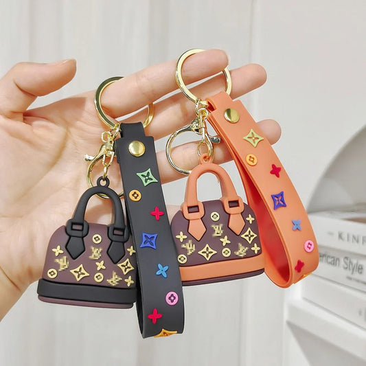 Designer Mini Handbag Keychain with Wrist Strap – Fashion Purse Charm for Keys & Bags set of 2 .