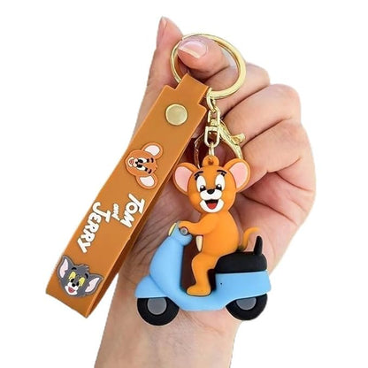 Tom & Jerry Cartoon Keychain – Jerry on Blue Scooter Design