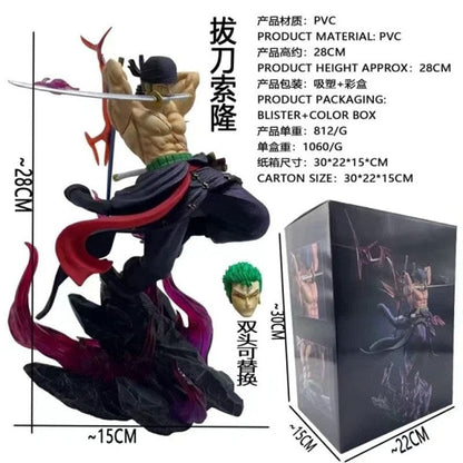 ⚔️ Roronoa Zoro 28cm Premium Action Figure – Battle Stance Edition | PVC Collector Statue ⚔️