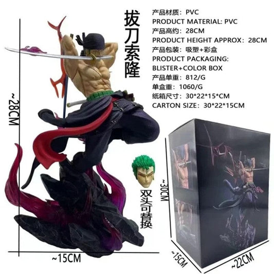 ⚔️ Roronoa Zoro 28cm Premium Action Figure – Battle Stance Edition | PVC Collector Statue ⚔️
