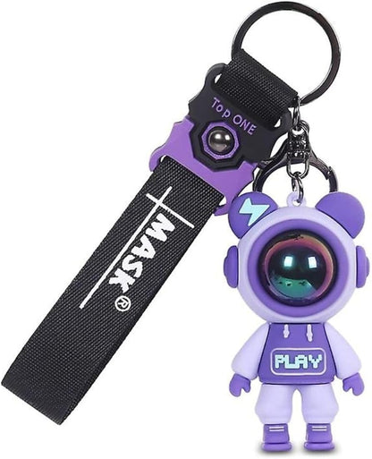Cute Astronaut Bear Keychain with Strap – Trendy Space-Inspired Accessory