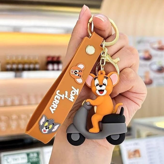 Tom & Jerry Cartoon Keychain – Cute Jerry Riding Scooter Design