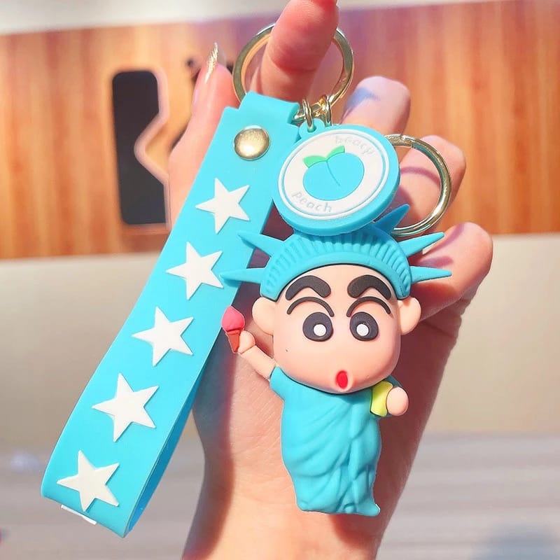 Shinchan Cartoon Keychain – Statue of Liberty Design (Blue)