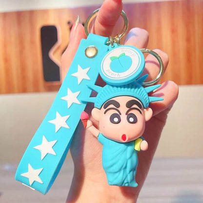 Shinchan Cartoon Keychain – Statue of Liberty Design (Blue)