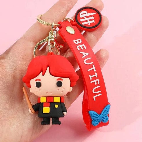 Cute Wizard Keychain – Chibi Character with Red “Beautiful” Strap 🪄✨
