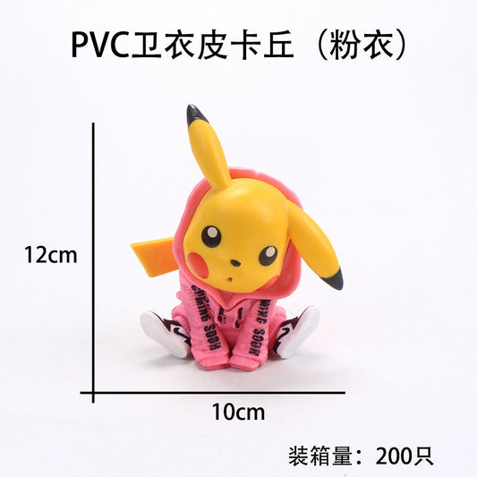 Cute Anime-Inspired Collectible Figurine – Yellow Character in Pink Hoodie (PVC, 12 cm) | Decorative Model Toy