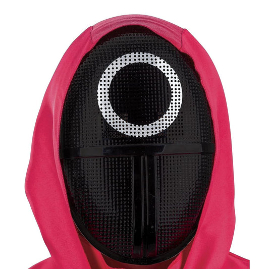 Squid Game Guard Circle Mask with Hood | Premium Full Face Cosplay Mask | Costume Helmet for Halloween & Theme Parties
